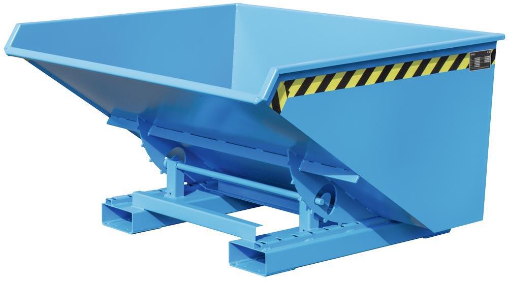 Späne-Selbstkippbehälter mit Abrollsystem, Volumen 1,70 cbm, LxBxH 1720x1570x1095 mm, lackiert RAL 5012 blau