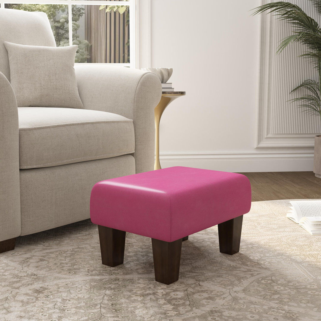 ClassicLiving Acierno Natural Wood Contemporary Leg - Faux Leather Blossom Pink/Brown 27.5cm H X 45cm W X 45cm D