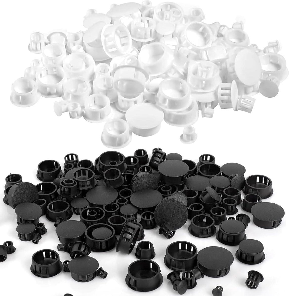 Kunststof Schroefdoppen Nylon Gatpluggen voor Meubelreparatie - 160 Stuks - Zwart en Wit