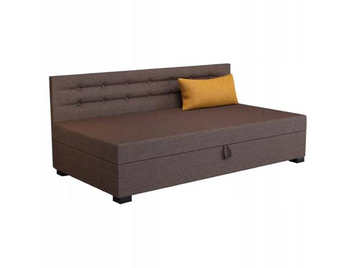 TAPCZANY24 - Boxspringbett Olaf mit Seite 93x195 cm, Bett mit Matratze mit Taschenfederkern Matratze, Polsterbett mit Bettkasten, Gepolstertes Einzel Bett, Schlafsofa - Braun