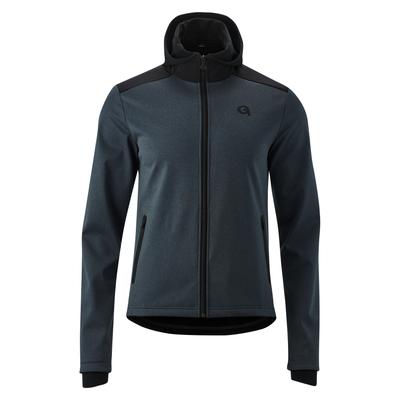 Radtrikot GONSO "Travo", Herren, Gr. L, grau (anthrazit), 100% Polyester, hoch geschlossener Ausschnitt, Trikots, Herren Softshell-Hoodie, Windjacke winddicht und atmungsaktiv