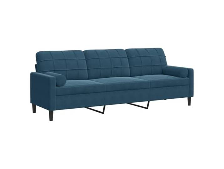 KUTYWEXFM 3-Sitzer Sofa Samt Couch Blau mit 2 Zierkissen 226 cm Bequeme Polstermöbel für Wohnzimmer: Weicher Samtbezug, stabile Metallbeine und 2 runde Kissen sorgen für Entspannung.