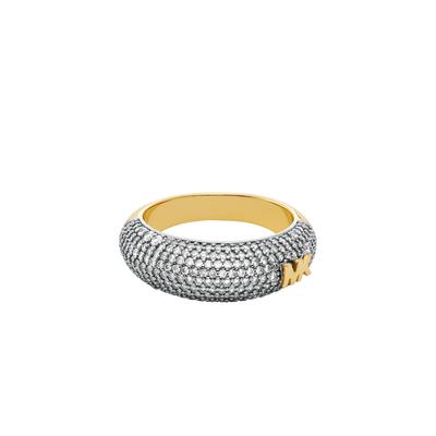 Fingerring MICHAEL KORS "Schmuck Geschenk Metall Ring PREMIUM" Gr. 19, gold (gelbgoldfarben), Fingerringe, Damen, 19,mit Zirkonia, Metall, 3mm, Fingerring, wahlweise mit oder ohne Zirkonia