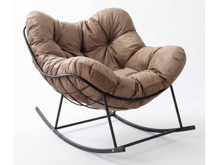JVmoebel Schaukelsessel Schaukelstuhl gepolstert Metallrahmen modernes Design bequem braun, Made in Europa