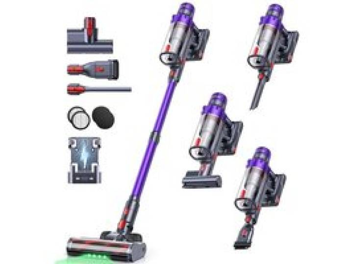 600W 50KPa Aspirateur Balai sans Fil 65 Mins Aspirateur sans Fil Puissant avec Brosse Matelas Charge Murale et Écran LED Auto A