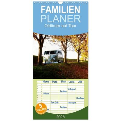 Familienplaner 2026 - Oldtimer auf Tour mit 5 Spalten (Wandkalender, 21 x 45 cm) CALVENDO