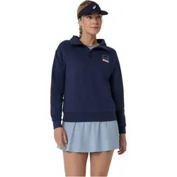 ASICS Court Core Graphic 1/2-Zip Sweatshirt Damen 400 - midnight heather S