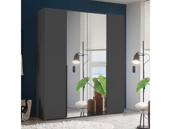 Drehtürenschrank Espinares 180cm Grau/Graphit mit Spiegeltür/-en