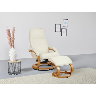 Relaxsessel OTTO HOME "mit Hocker PARIS Naturleder- OTTO. Verlässliche Qualität.", beige (creme), B:67cm H:107cm T:78cm, NaturLeder (echtes Rindsleder) in Sitz und Rücken. Korpus in passendem Softlux-Kunstleder...