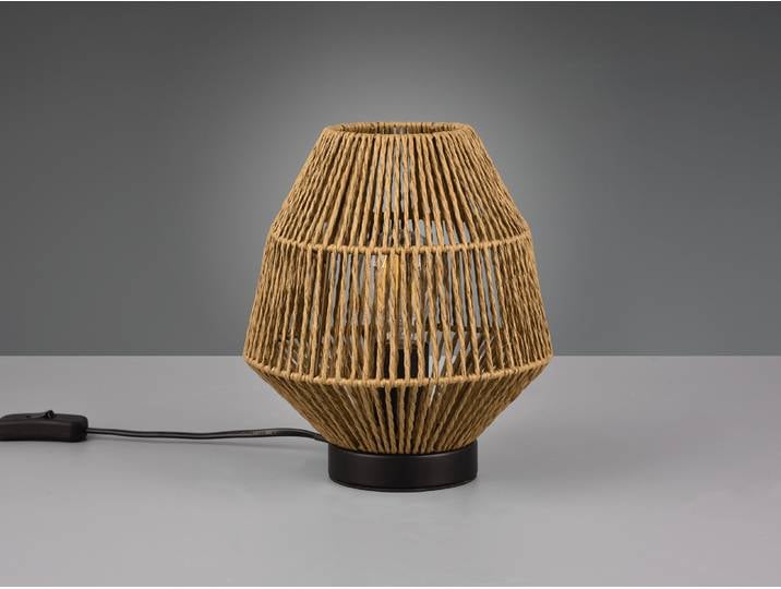 Skandinavische Nachttischlampe für die Fensterbank, Korblampe Rattan-Optik 22cm