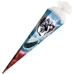 Roth Motiv-Schultüte, Eishockey, 85cm, eckig, Rot(h)-Spitze, Tüllverschluss