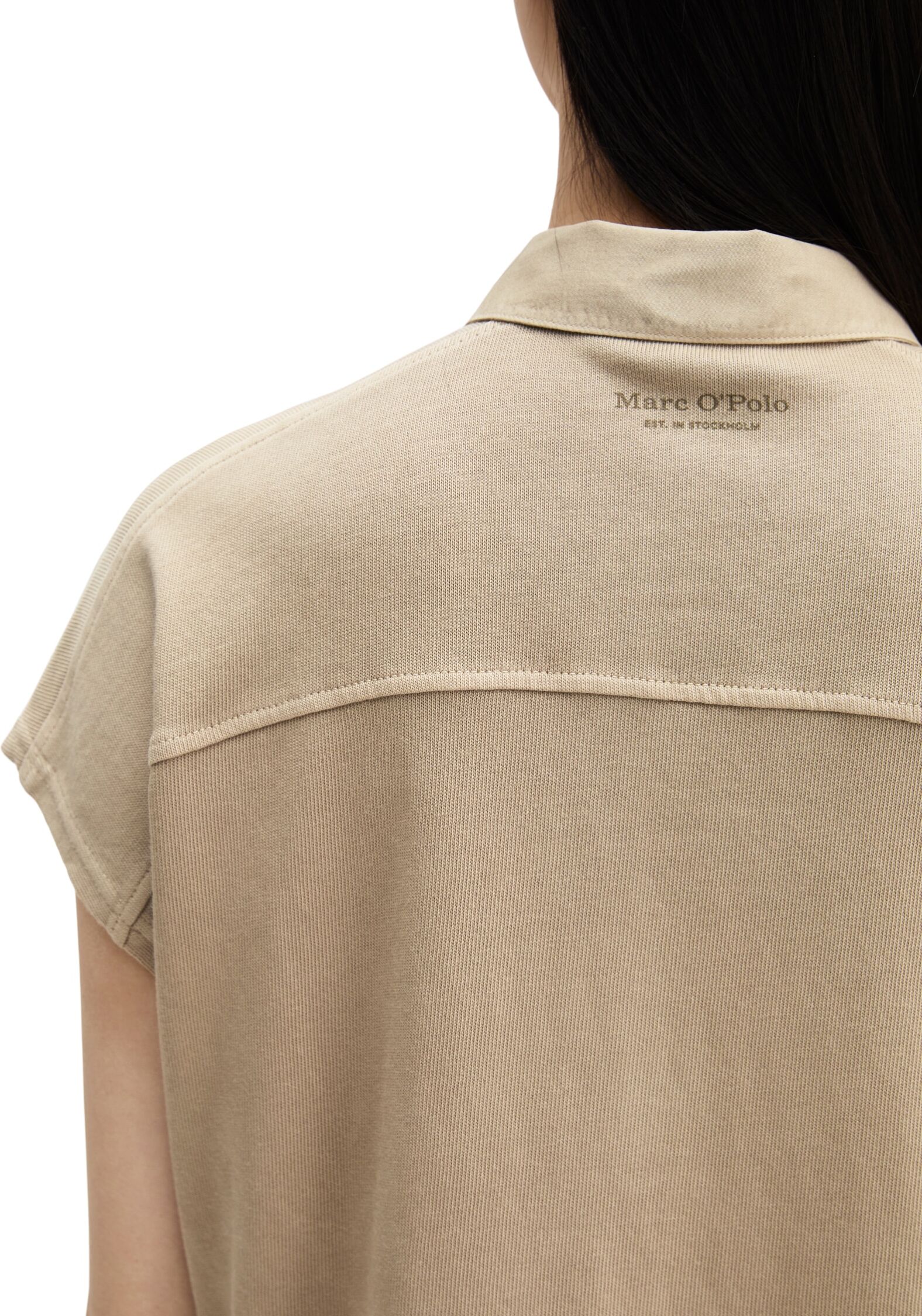 Marc O' Polo Poloshirt MARC O'POLO, Damen, Gr. XL, earthy taupe, Jersey, Obermaterial: 100% Baumwolle, oversize, Shirts Poloshirt, oversized, aus leichtem Jersey earthy taupe XL