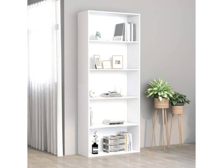 Bibliothèque à 5 niveaux Blanc 80x30x189 cm Aggloméré