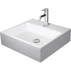 Duravit Vero Air Aufsatzbecken 50x47cm, ohne Überlauf, mit Hahnlochbank, 1 Hahnloch, geschliffen, glasierte Rückwand, 2352500041, Farbe: Weiß