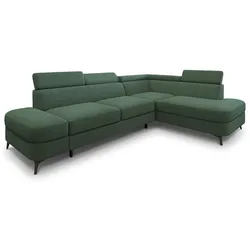 ECKSOFA AVISE Q R-S Grün Boucle-Stoff mit Schlaffunktion