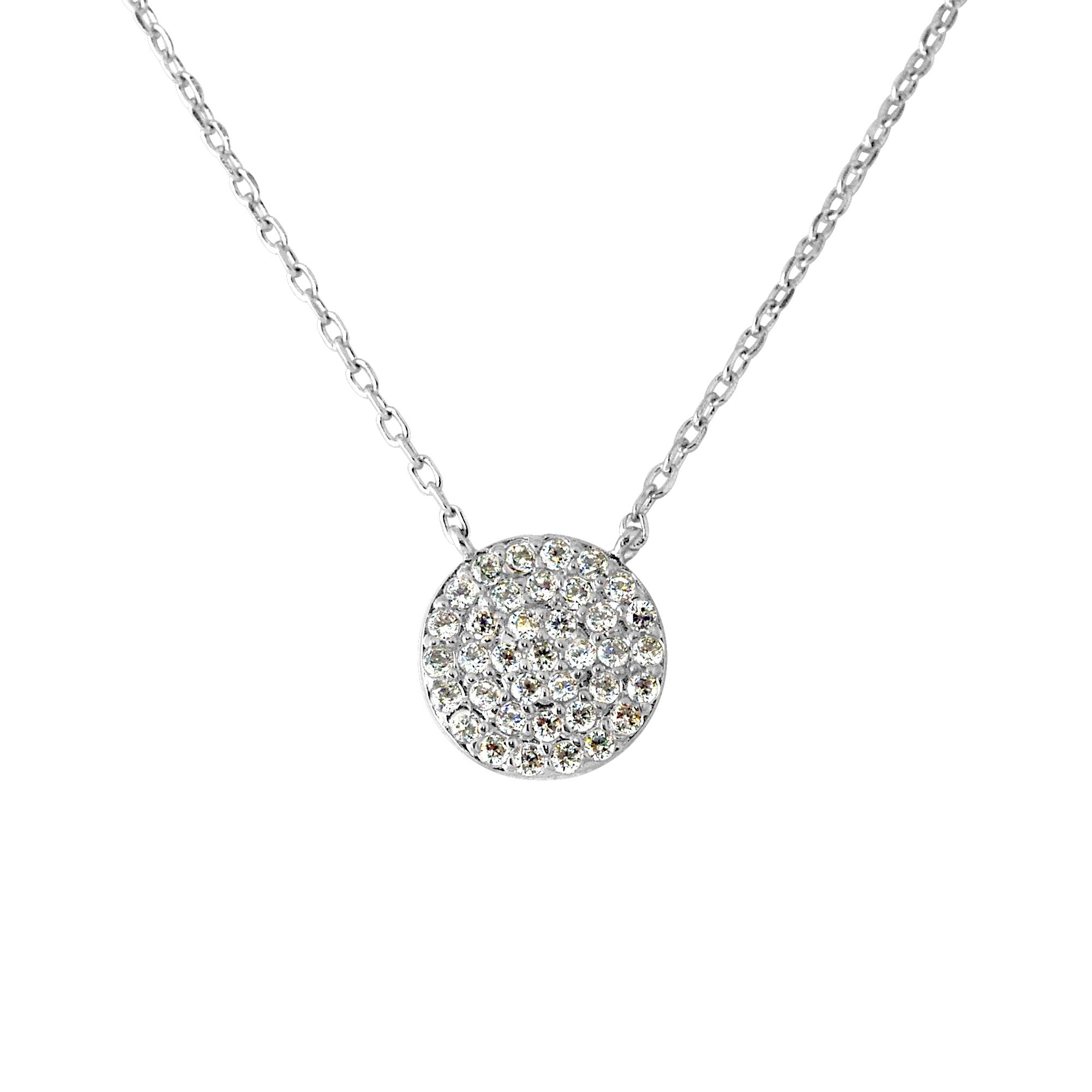 Ketting "cirkel diamant" zirkoniumoxiden en 925 zilver
