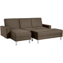 FUNKTIONSSOFA mit Hocker Katryna Flachgewebe sahara