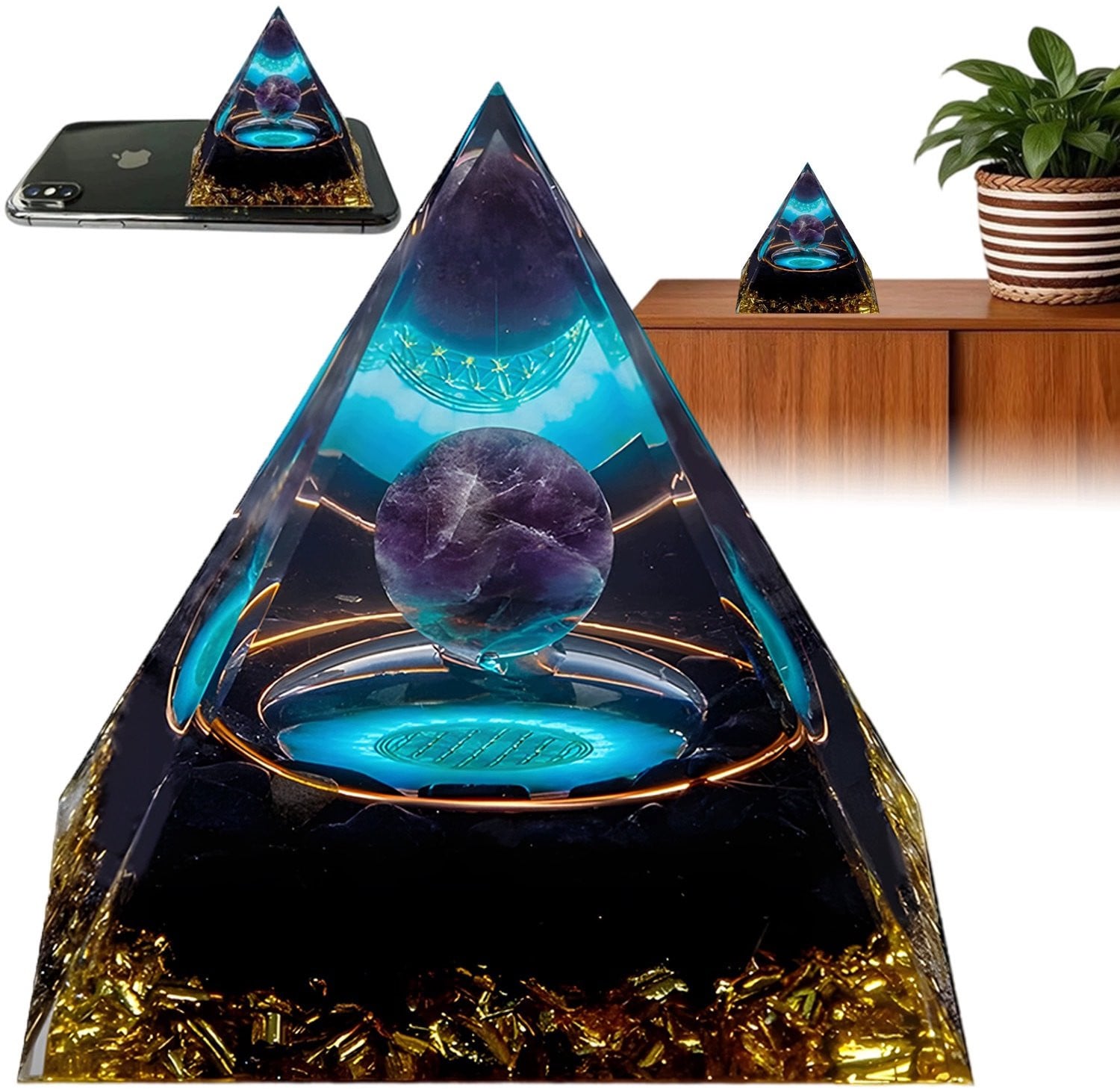Kristallen Piramide Orgonit Decoratie voor Positieve Energie - 6 cm