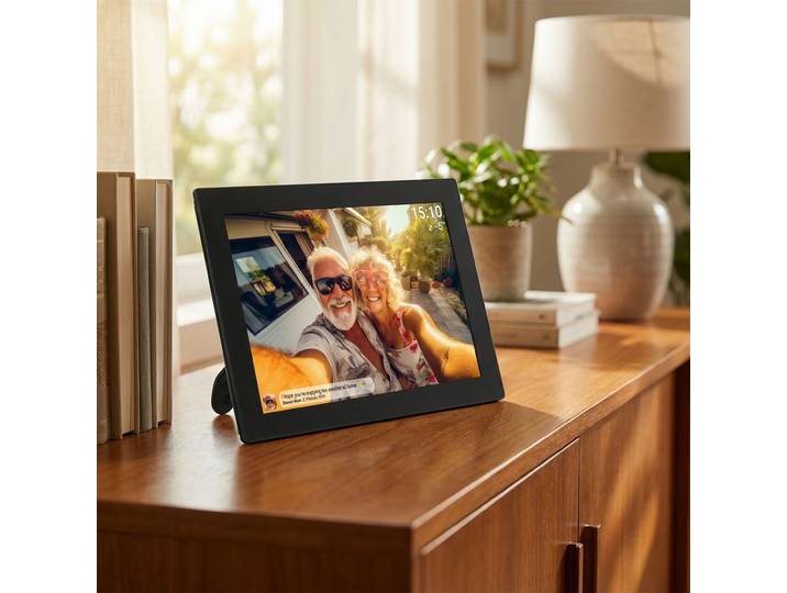Smarter 10,1 WLAN Fotorahmen, Frameo App & IPS Touchscreen, schwarz