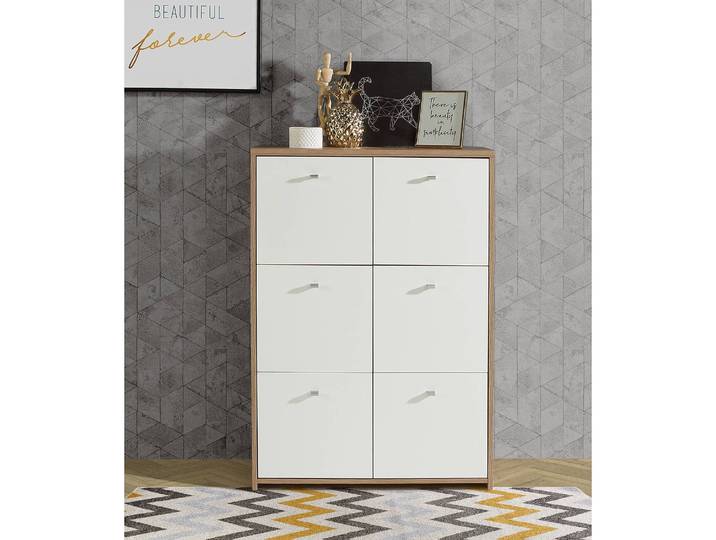 Buffet Rison V 77 x 113 x 30cm Blanc/Imitation chêne Artisan/Blanc
