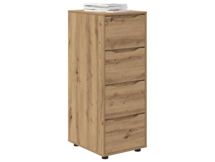 KTHLBRH Schrank 40 x 48 x 105 cm Mehrschichtholz Eiche Handwerk 4 Schubladen, Kugellager, höhenverstellbar, Füße an der Oberseite, leicht zu reinigen