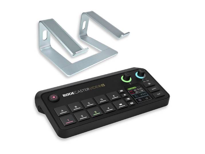 RØDE Rode Rodecaster Video S Produktions-Konsole mit Laptopständer SV Digitales Aufnahmegerät (Video- Audiokonsole)
