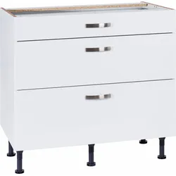 Unterschrank KOCHSTATION "KS-Cara", weiß (weiß, weiß), B:90cm H:87cm T:58,4cm, Schränke, Unterschrank, Breite 90 cm, mit Vollauszügen und Soft-Close-Funktion