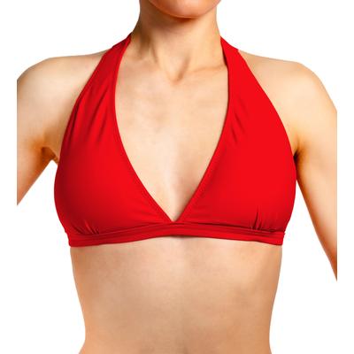 Triangel-Bikini-Top AQUARTI "Bikini Oberteil Damen Bikini Top Oberteil Triangel Neckholder Push Up Padded Zum Binden", Damen, Gr. 40, N-Gr, rot (design 041, zum binden, rot), Obermaterial: 80% Polyamid PA. 20% Elasthan EL., Bikini-Oberteile
