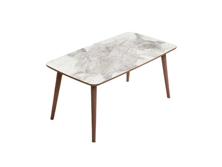 Table basse plateau rectangulaire décor marbre blanc l100 cm