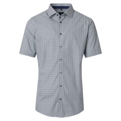 Businesshemd VENTI "VENTI Businesshemd Kurzarm Print", Herren, Gr. 39, Normalgrößen, grün, 100% Baumwolle, bedruckt, schmal, Hemden