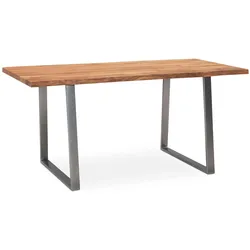 FineBuy, Schreibtisch, Schreibtisch Akazie Massivholz Metall Bürotisch Computertisch Baumkante (80 x 140 x 76 cm)