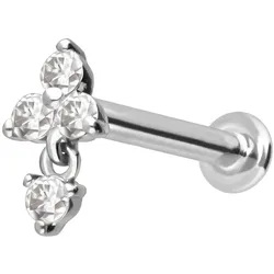 14 Karat Gold Labret mit Innengewinde MOISSANIT-BLUME + MOISSANIT