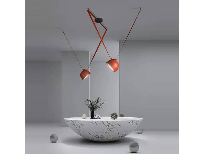 PLUSMINUS suspension LED en cuir lumière noir Orange Lustre lampes suspendues pour salon chambre bureau cuisine île lumière