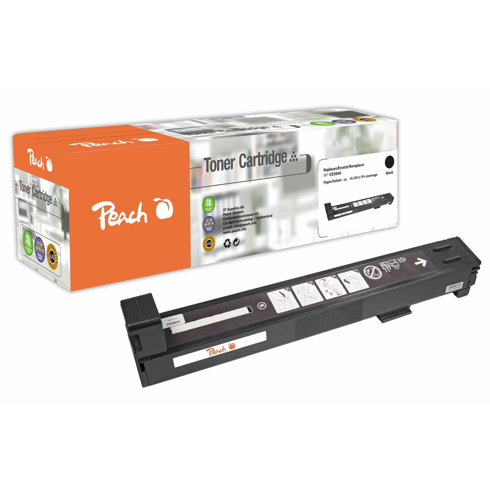 Peach HP 823 ABK Toner bk ersetzt HP No. 823A BK, CB380A für z.B. HP Color LaserJet CP 6000, HP Color LaserJet CP 6015 DE (wiederaufbereitet)