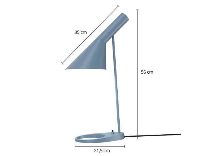 Louis Poulsen Designer Tischlampe AJ Mini, blau, für Wohn- / Esszimmer, Metall, Design, Tischlampe