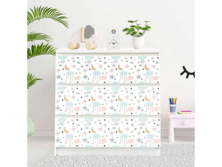 Adzif.biz Le sticker de decoration - Lot de 3 Stickers Adhésif pour Meuble IKEA MALM - Modèle Baby