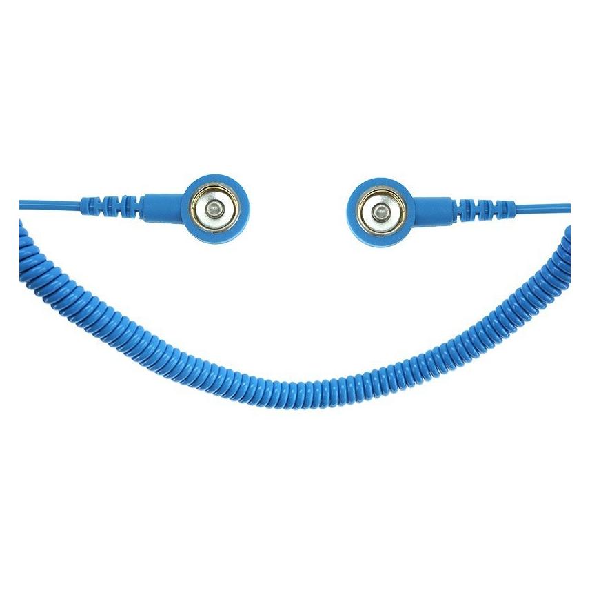 Top Swede ESD Spiralkabel, 1 Mohm, hellblau, 3,6 m, 10/10 mm Druckknopf (Statikschutz) (SG-SK-10/10DK-HB-3600MM-1MOHM)