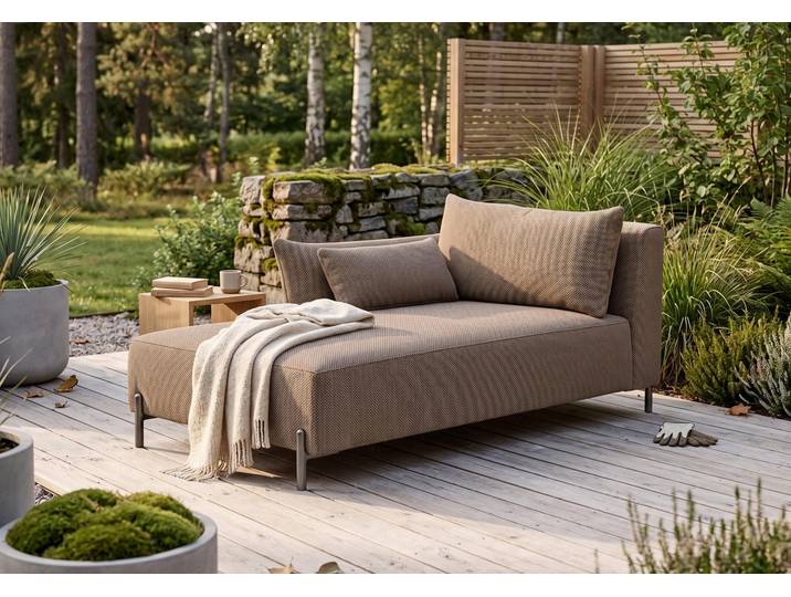 Kaiser Möbel Chaiselongue für Terrasse und Garten, Stoff Sunlight, Toffee, Links, SUNMEE