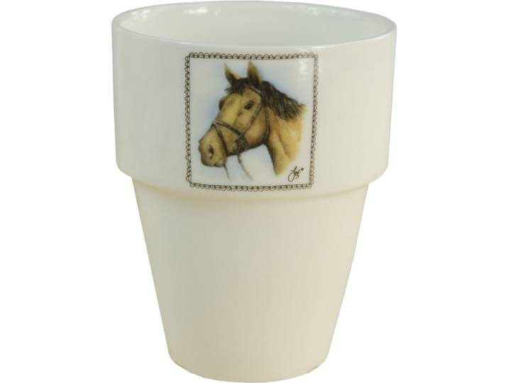 Boerenwinkel Melkbeker Paard - Servies - 160 ml - Wit - 1 Stuk