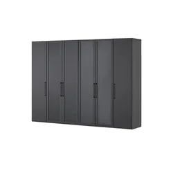 Drehtürenschrank 300 cm mit Glastüren Uma , schwarz , Maße (cm): B: 300 H: 216 T: 67.0