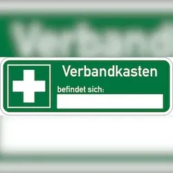 Rettungszeichen, Verbandkasten befindet sich... - 180x60 mm Folie selbstklebend