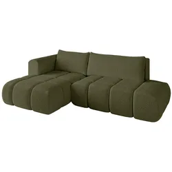 ECKSOFA Ottomane Links CLOUD-L 280x185x90 Grün Bouclé