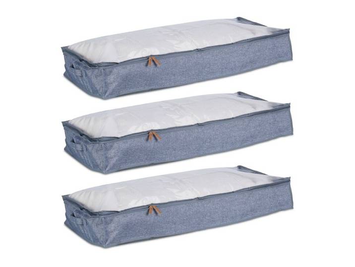 Relaxdays Opberghoes dekbed onder bed set van 3