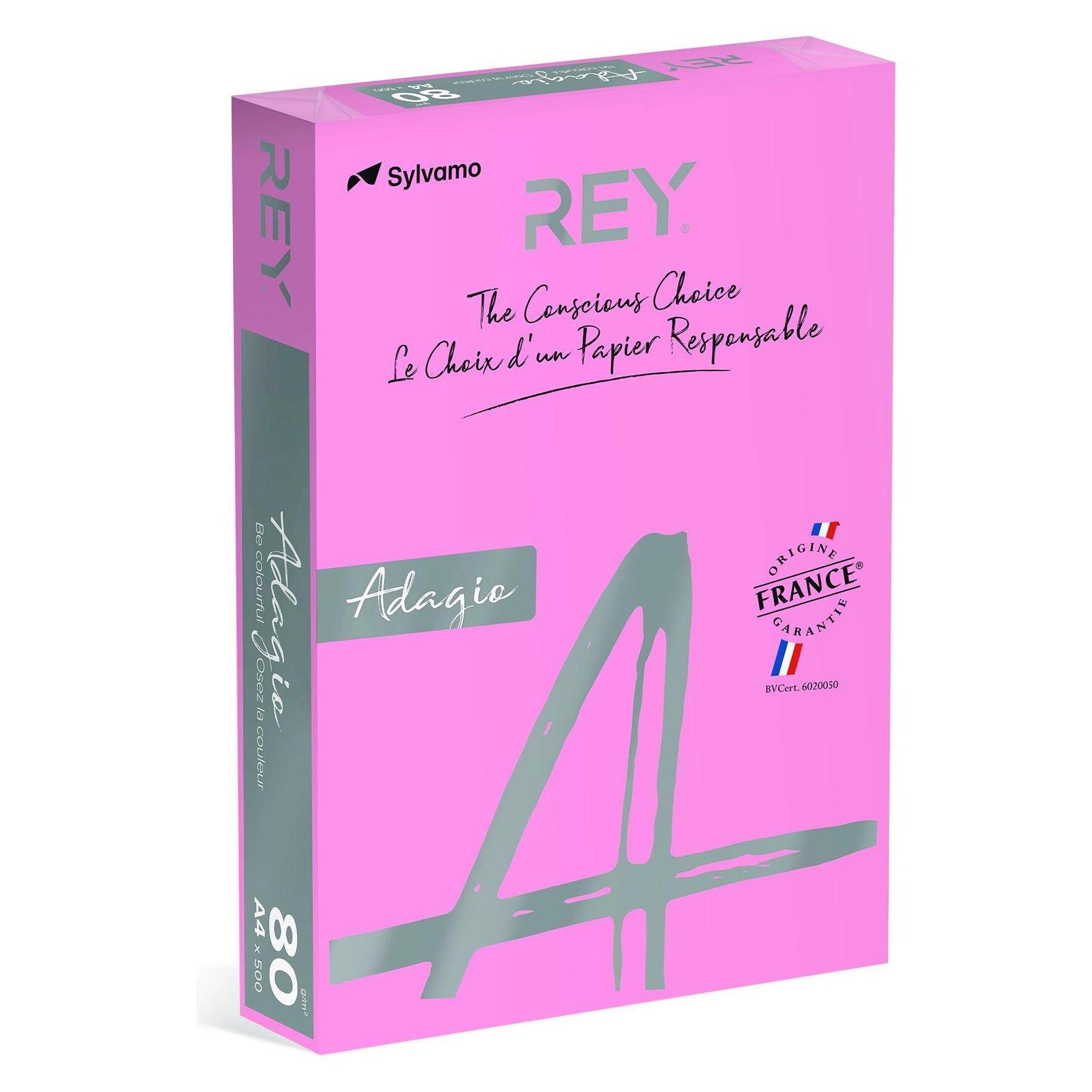 Rey Adagio KOPIERPAPIER ADAGIO A4 80gr CANDY PINK PASTELL. 05 (A4, 500 Blätter, 80 g/m²) (ADAGIO80X624)