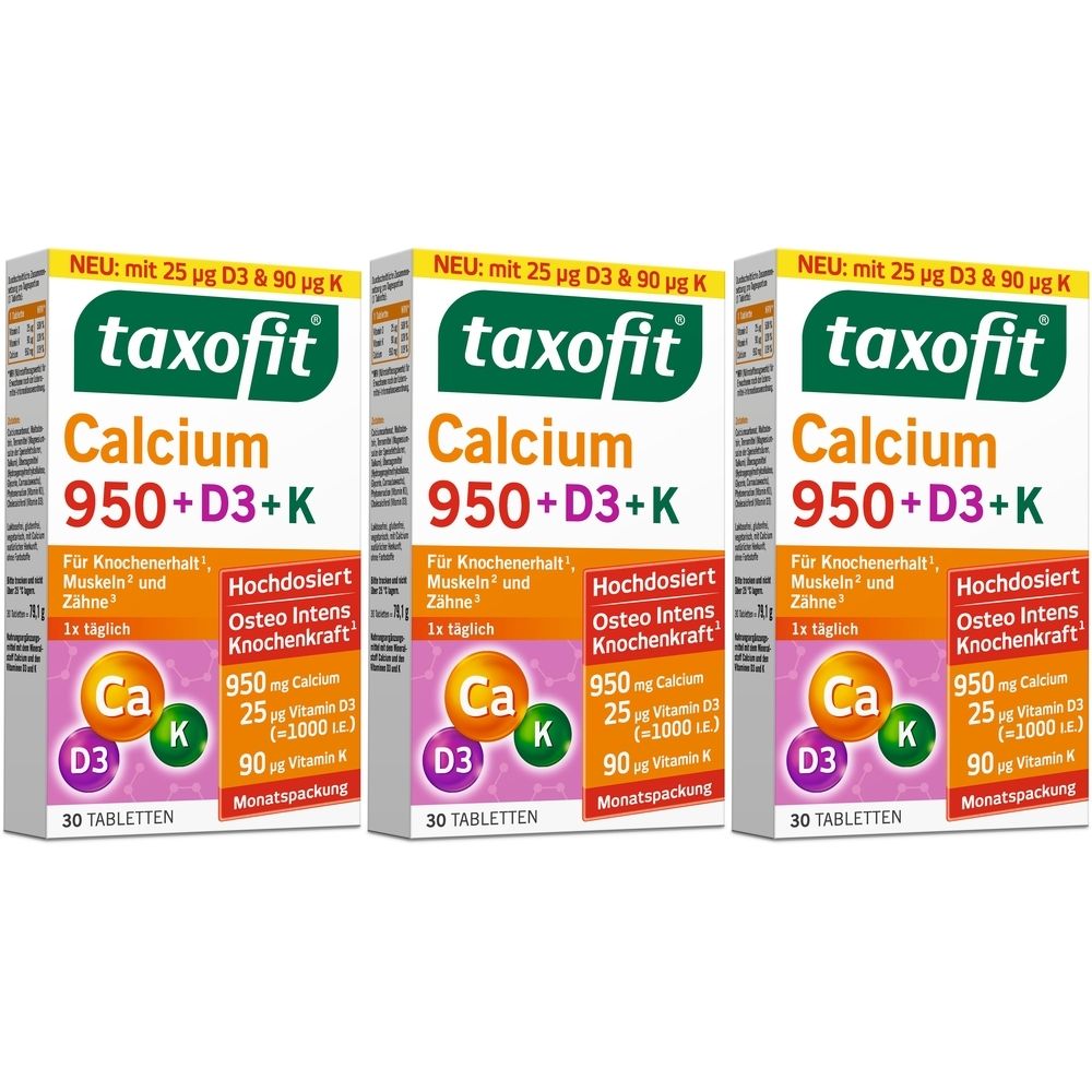 Taxofit Calcium 950+D3+K Tabletten 3x 3x30 St