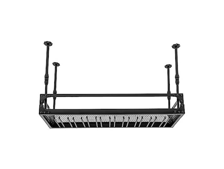 Beaudreaul Deckenregal Weinregal Einstellbare Höhe Deckenregal Hängend Weinglashalter Retro Bar Dekoration Regal bis 50kg, für Küche, Bar, Arbeitszimmer, Café usw (Schwarz)