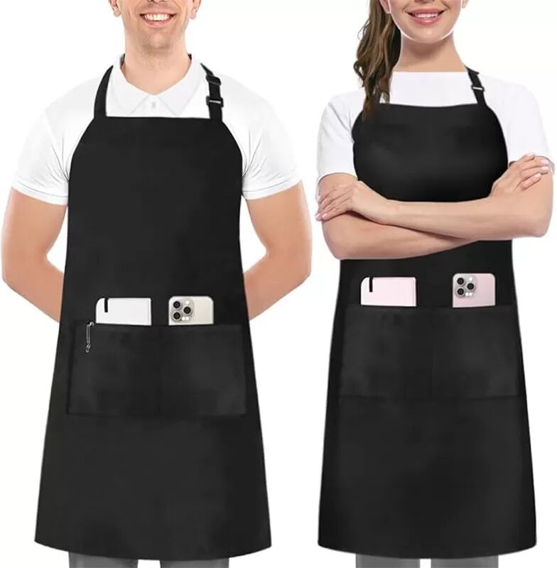 INF Ärmellose Polyester-Schürze - Verstellbare Nackenband Küchenarbeitsschürze Schwarz
