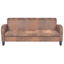 vidaXL Sofa 3-Sitzer Wildleder-Optik Braun