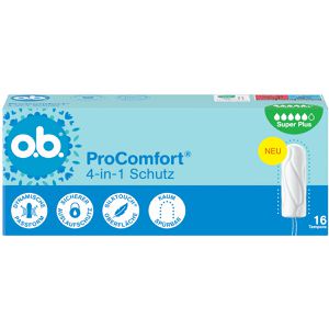 o.b. Tampons ProComfort 4-in-1 Schutz, Super Plus, sanftes Einführen, Viskose, 16 Stück