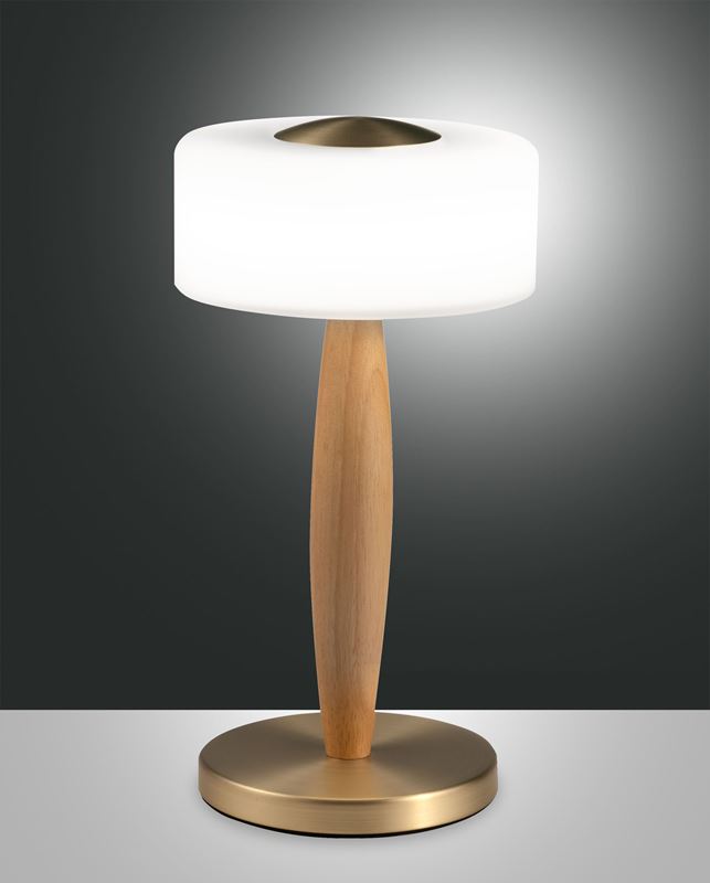 Fabas Luce LED-Tischleuchte Elea Messing satiniert Eichenholz 3761-30-119 8019282546269